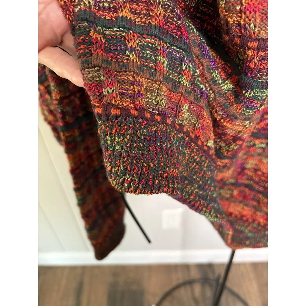 Vintage Tony Lambert Women's Sz L Knit Sweater Colorful Geometric 80s 90s Orange - Picture 5 of 9
